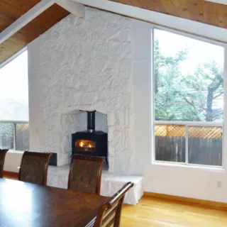 White painted interior of dining room