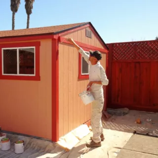 Painting backyard shed