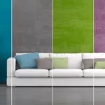 Living room walls painted multiple colors