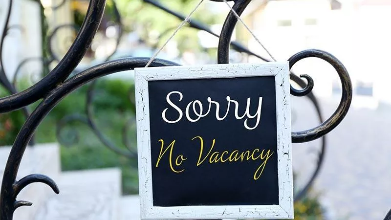 Sorry No Vacancy Sign hanging outside a sonoma county airbnb