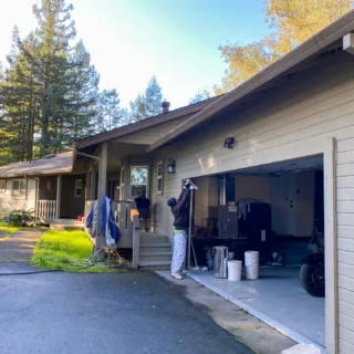 exterior residential painting project of Sonoma County home with Timmins team onsite